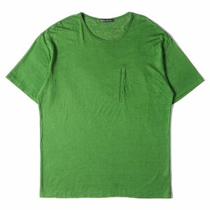 ISSEY MIYAKE イッセイミヤケ Tシャツ サイズ:3 ポケット付き リネン クルーネック Tシャツ ME91JK136 グリーン トップス カットソー