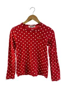 PLAY COMME des GARCONS◆長袖カットソー/S/コットン/RED/ドット/AZ-T165