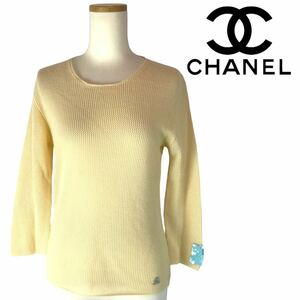 j296 CHANEL IDENTIFICATION シャネル インディケーション カシミヤ 100% トップス メッシュ ニット 長袖 セーター スパンコール 正規品 