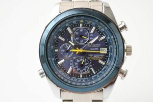 A518B67B//CITIZEN シチズン QUARTZ クォーツ デイト WORLD CHRONOGRAPH WR200 BLUE ANGELS メンズ腕時計