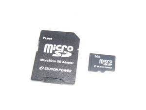 動作保証！送料無料！SILICON POWER microSD SDカード 2GB SDアダプター付 ①