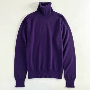 51c6 《極美品》 BLAMINK ブラミンク カシミヤ100％ フリンジタートルネック ニットセーター 38 パープル UNITED ARROWS