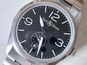 1円スタート☆Bell&Ross ORIGINAL BLACK オリジナルブラック【BR123-95】定価379,500円 紳士用高級機械式腕時計 AT 高級純正SSブレスモデル