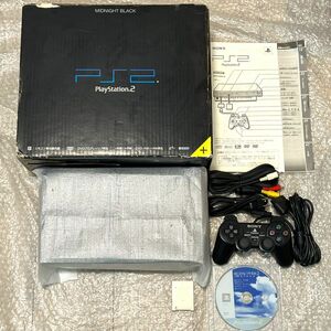 〈本体状態良好・動作確認済〉PS2 プレイステーション2 SCPH-50000 NB ミッドナイトブラック 本体 ぼくのなつやすみ プレステ2 PlayStation