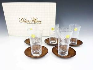 ◆(NA)未使用 ホヤ HOYA グラス コースター 5客セット 保谷 ひとくちビールセット コップ インナーモール CORDIAL GLASS COLLECTION 食器