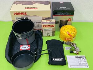 ★美品★プリムス★スターターボックス★バーナー＆クッカーセット★PRIMUS★P-153★IP-250T★アウトドア★キャンプ★中古★