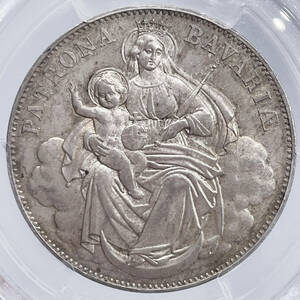 ★初年TOP4★ 1865 MS63 マドンナ 聖母マリア イエス・キリスト ルートヴィヒ2世 バイエルン ドイツ 銀貨 PCGS 英国 アンティーク 投資 NGC