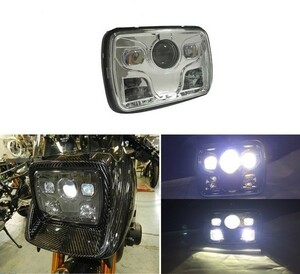 車検対応メッキ LEDプロジェクターヘッドライト RX 400 1100 1200DAEG GPZ 400 750 1100 900R ZRX1200D CBR400 GSX RX400角型 角目 汎用1個