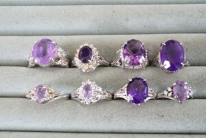 B491 アメジスト リング 指輪 ヴィンテージ アクセサリー カラーストーン 大量 セット まとめて おまとめ まとめ売り 紫水晶