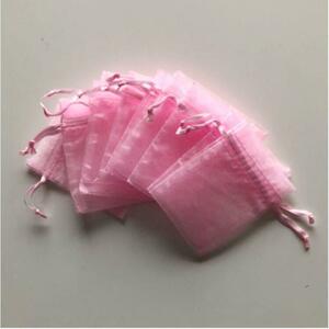 プレゼントラッピングに　ラッピング用品　シースルー巾着袋　24枚セット　ピンク　巾着袋　おしゃれラッピング　送料無料　