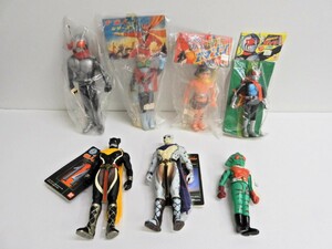 066Z356★【中古品】特撮 仮面ライダー ソフビ 当時物 まとめ セット 希少/レア/昭和 仮面ライダースーパー1/アマゾン/大介/ジャガーロード