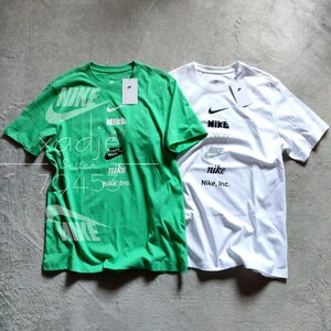 新品 正規品 NIKE ナイキ NSW INC 半袖 Tシャツ 2枚セット 白 ホワイト 緑 グリーン ロゴ スウッシュ プリント XL