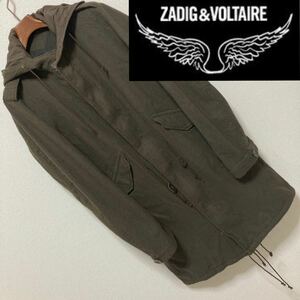 レア■ZADIG＆VOLTAIRE■ウール モッズコート フィッシュテール M S オリーブ グリーンカーキ ザディグ エ ヴォルテー ミリタリー刺繍 M-51