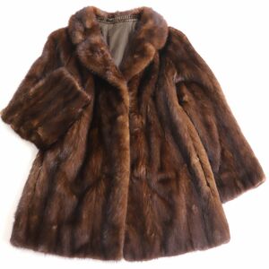 毛並み極美品◆MITSUKOSHI　三越　MINK　ミンク　本毛皮コート　ブラウン　11　毛質艶やか・柔らか◎