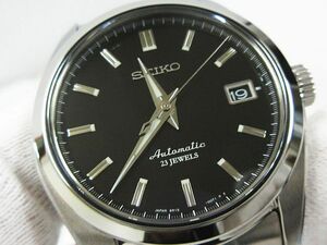 ■ 美品 稼動品 SEIKO セイコー メカニカル デイト 裏スケ 23石 自動巻 オートマチック 腕時計 SARB033 6R15-00C1 シルバー 黒文字盤★2456