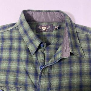 美品 RRL オンブレ チェック シャツ L double RL ダブルアールエル ラルフローレン Ralph Lauren ブラッシュド 加工