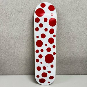 【31】1円～ 草間彌生 MOMA デザイン 白×赤 ビッグドット 飾り用 スケートボード 縦80㎝×横20cm 現状品
