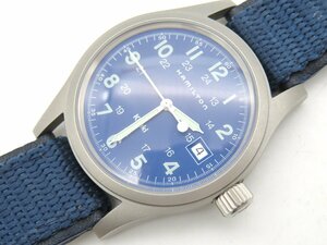 1円◆稼働◆ ハミルトン カーキ ブルー クオーツ メンズ 腕時計 N15703