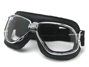 nannini Biker GOGGLE BLACK・CHROME × ANTI FOG CLEAR/ナンニーニバイカーゴーグルace cafe racerエースカフェレーサーハルシオンhalcyon