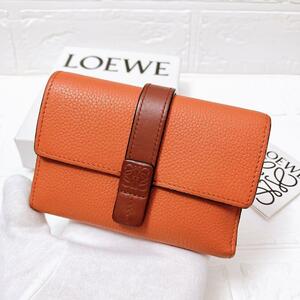 【美品】ロエベ LOEWE アナグラム 三つ折り 折り財布 レザー SB36 レディース コンパクト ウォレット