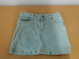 (31783)ZARA　ザラ　デニム　ミニスカート　台形　グリーン系　アジャスター付き　7ー8　128㎝　USED