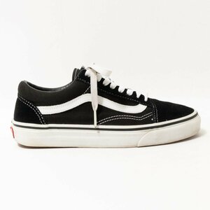 【1円スタート】VANS バンズ 721277 ローカットスニーカー シューズ 靴 ブラック 黒 ホワイト 24.5cm キャンバス レザー カジュアル