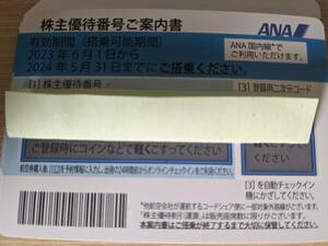 ANA株主優待券１～９枚バラ売り　2024年5月31日搭乗まで有効　１２時間以内に番号通知　