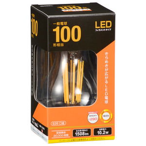 LED電球 フィラメント 一般電球 E26 100形相当 電球色｜LDA10L C6 06-3457 オーム電機