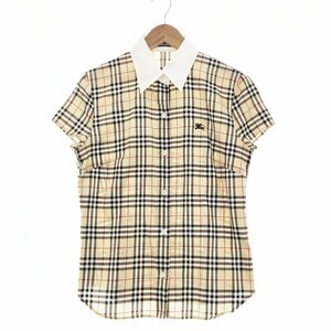 ★BURBERRY BLUE LABEL バーバリーブルーレーベル 半袖 ノバチェックシャツ レディース サイズ38 ベージュ 529424 1BA/41957