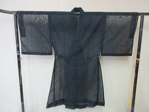 1円 良品 正絹 法衣 黒衣 紗 夏物 御祭服 師衣 神主 神官 衣装 法衣店 京都 装束 お寺 神社 無地 身丈116cm【夢職】★★★