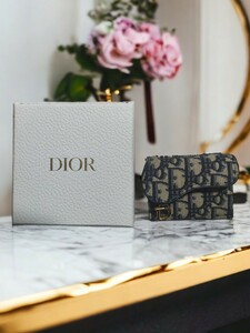 Christian Dior 三つ折り財布 オブリークジャガード SADDLE