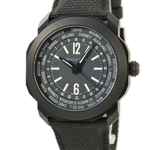 【3年保証】 ブルガリ オクト ローマ ワールドタイマー 103486 黒DLC加工 バー アラビア GMT 自動巻き メンズ 腕時計