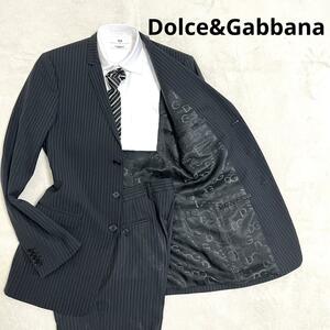 510 Dolce&Gabbana ドルチェアンドガッバーナ セットアップスーツ ブラック 46 ストライプ 3B