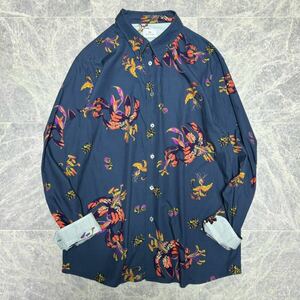 Paul Smith ポールスミス 長袖シャツ トップス メンズ XL 花柄 総柄 PS 日本製 N8875 インクランドスケープ プリントシャツ コットン