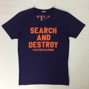 HYSTERIC GLAMOUR ヒステリックグラマー SEARCH AND DESTROY Tシャツ 日本製 半袖 パープル/オレンジ Sサイズ 0241CT04