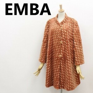 美品◆EMBA エンバ 総柄 毛皮 シェアードミンク ファー コート ピンクオレンジ系