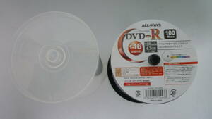 50525-2 未使用　難あり DVD-R 100枚 ALDR47-16X100PW データ用 4.7GB 120分 ALL WAYS