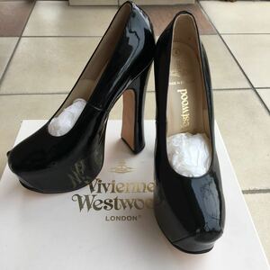 未使用 Vivienne Westwood ヴィヴィアンウエストウッド Elevated Court Black Patent サイズ4 黒 イギリス製