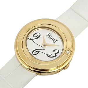 ピアジェ PIAGET ポセジョン P10275 ホワイト K18YG/革ベルト 腕時計 レディース 中古