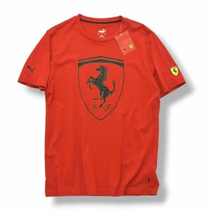 ★未使用！ タグ付き プーマ x フェラーリ PUMA FERRARI Tシャツ M レッド S／S カットソー 跳ね馬 プリント モーター スポーツ 自動車★