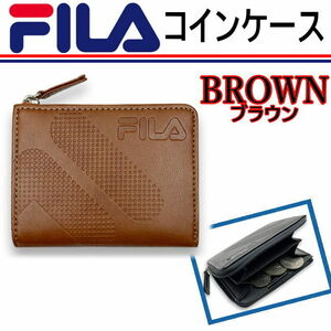 61fl54 茶 FILA（フィラ）ラウンドファスナー コインケース ミニ財布