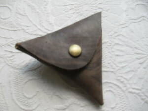 手作り 本革製三角財布 コインケース 小銭入れ 茶系柄あり