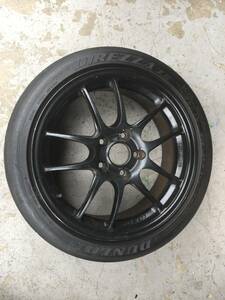 ◆AS418-1◆ENKEI◆PF01◆黒系◆17×7J+48◆5H114.3◆DUNLOP◆DIREZZA　ZⅢ◆2018年製◆205/45R17◆1本◆他2本別出品有り◆中古品◆