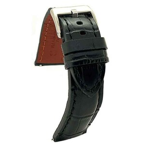 Diloy 腕時計 ベルト プレミアム イタリアン カーフレザー アリゲーターグレイン Ref.395 ブラック 22mm クロノグラフ スポーツウォッチ
