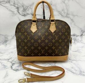 未使用級◎LOUIS VUITTON ルイヴィトン アルマ ショルダーバッグ ハンドバッグ 肩掛け A4 パドロック付 モノグラム レザー PVC レディース