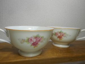 オールドノリタケ　陶器　カップ　２個　花柄　バラ　薔薇　日本陶器会社
