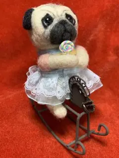 ハンドメイド 羊毛フェルト パグ犬