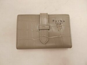 【Furbo　DESIGN】フルボデザイン　フラップ式カードケース　型押しレザー　グレー　メンズ　SY02-RX1