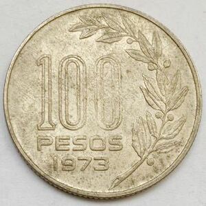 海外コイン　ウルグアイ　100ペソ　1973年