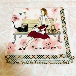 【人気柄】新品/BURBERRY/女の子/ハンカチ/正規品/綿100%/未使用/即決あり/匿名発送/バーバリー/ノバチェック/女性/猫/ピンク/50cm/桜